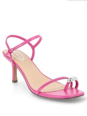 Scoop NYC Hot Pink Strappy Mid-Heel Sandal with Silver Accent